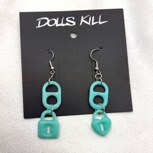 Nwt DOLLS KILL mismatched locket earrings